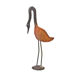 Dekoracja Ptak z drewna i metalu Vintage 44cm